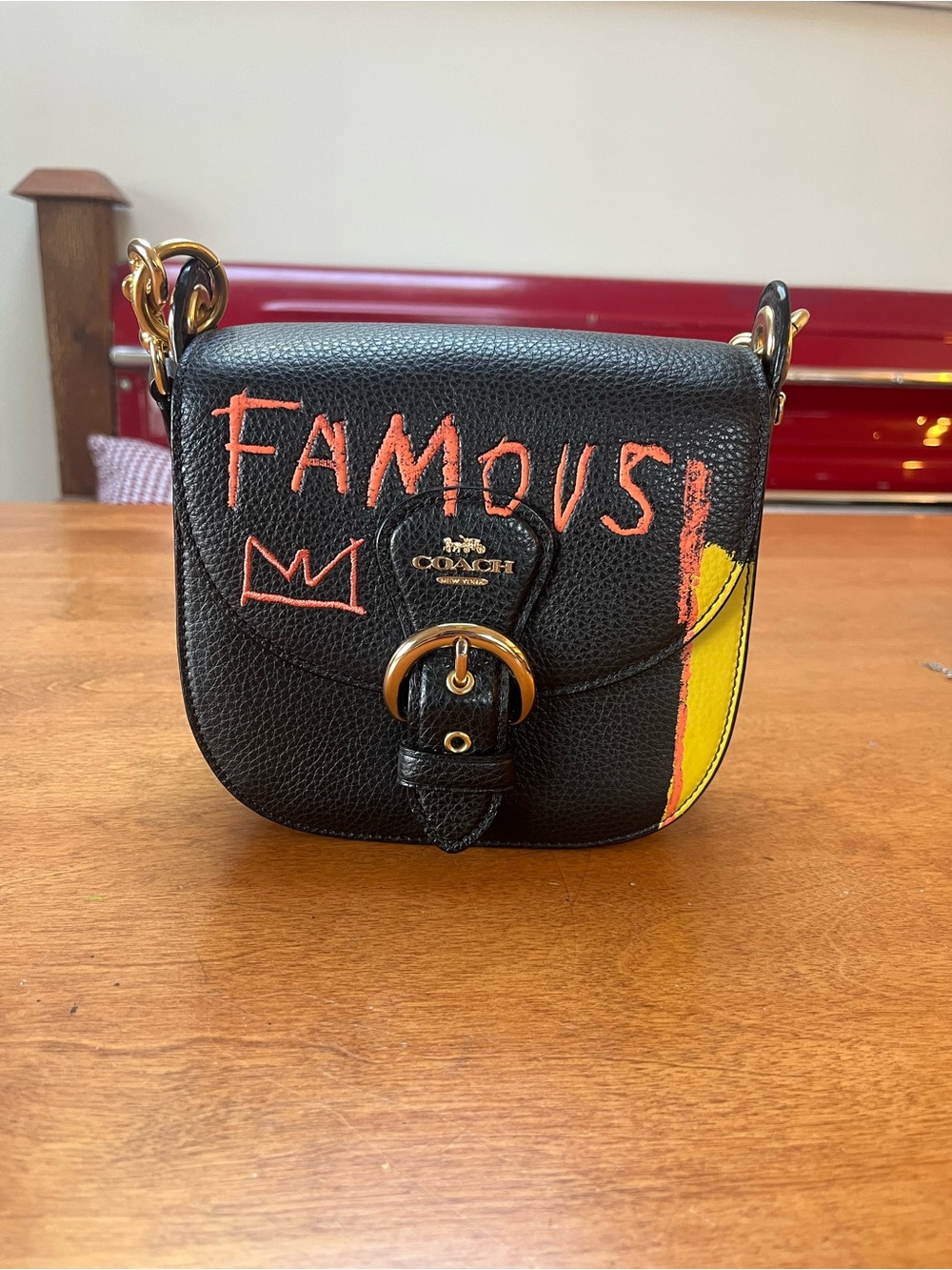 Coach Basquiat Leather Crossbody with ‘FAMOUS' Graffiti
